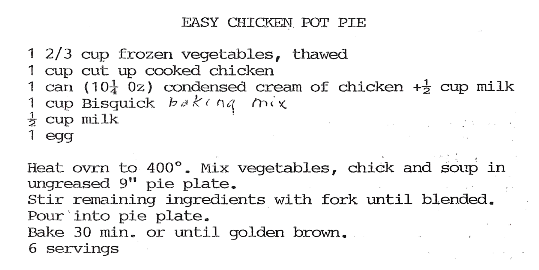 Easy Chicken Pot Pie Image